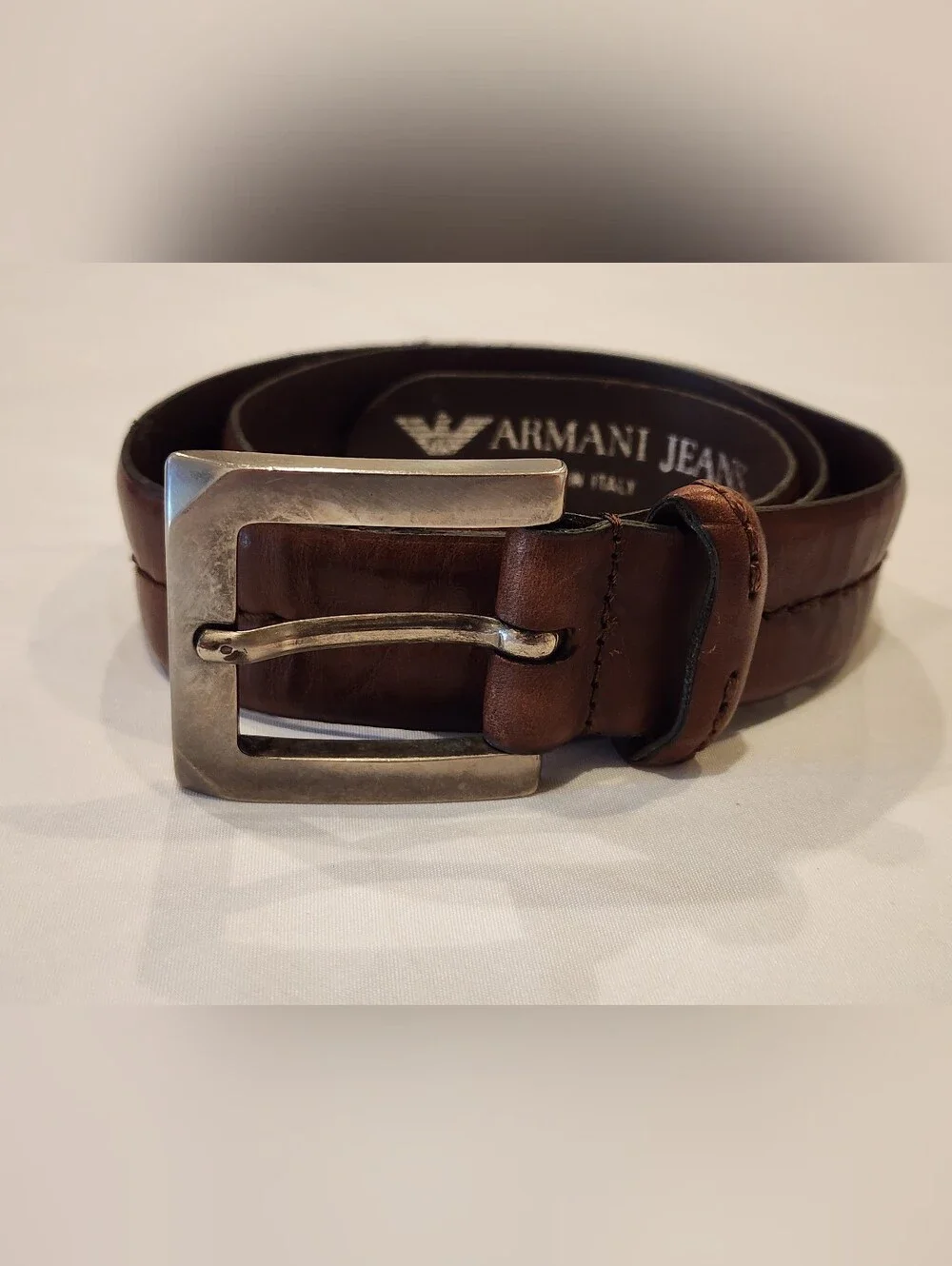 Armani Jeans Men's Brown Leather Belt